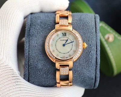 Cartier 30*7.5MM Red/Black/White Dial Diamond Bezel Women Watch